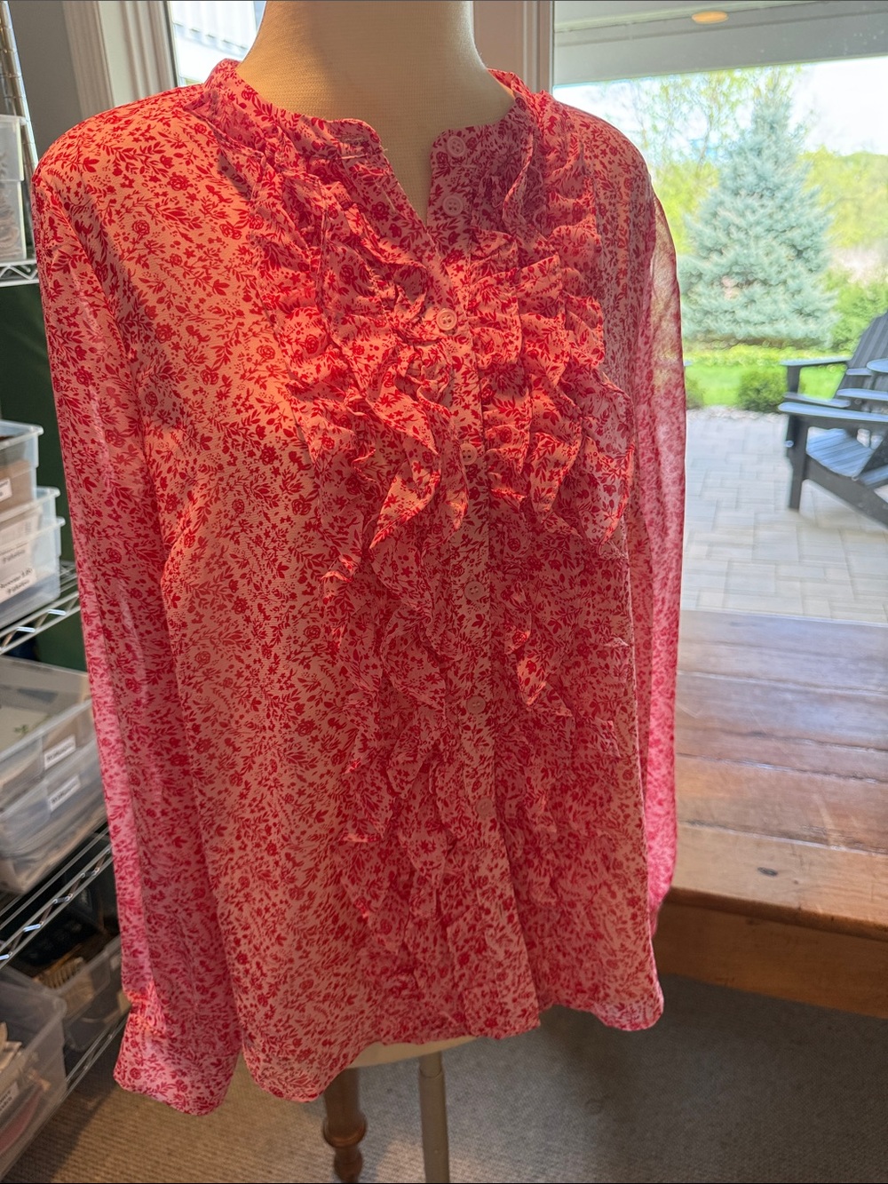 Fate Pink Floral Ruffle Front Blouse